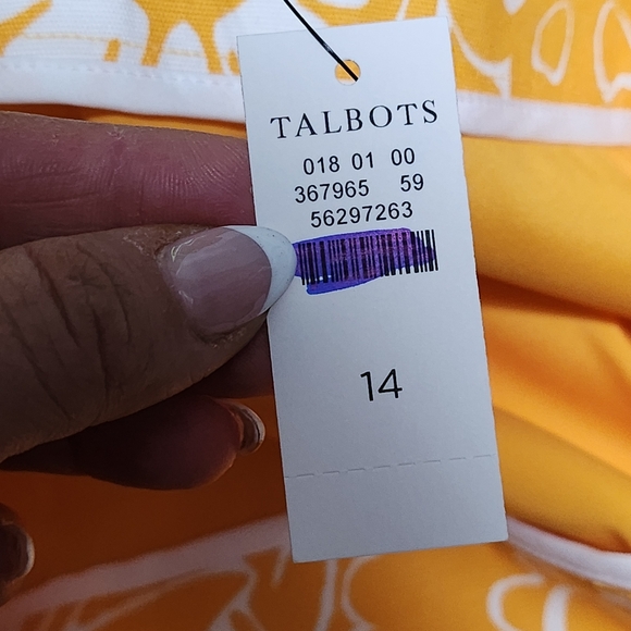 TALBOTS Skirt Womens Size 14 Yellow Floral A Line Retro Vacation Resort Coast - Picture 12 of 14